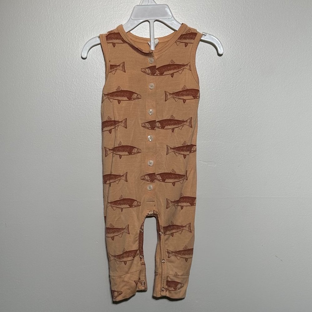 Kate Quinn | sleeveless button sport jumpsuit | salmon | lenzing modal - 6-12m